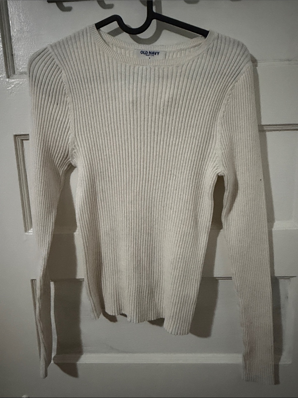 Old Navy Off-White Ribbed Crewneck Top